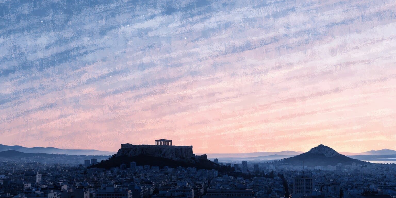 Η αυγή πάνω από την Αθήνα. Εικόνα αρχείου.